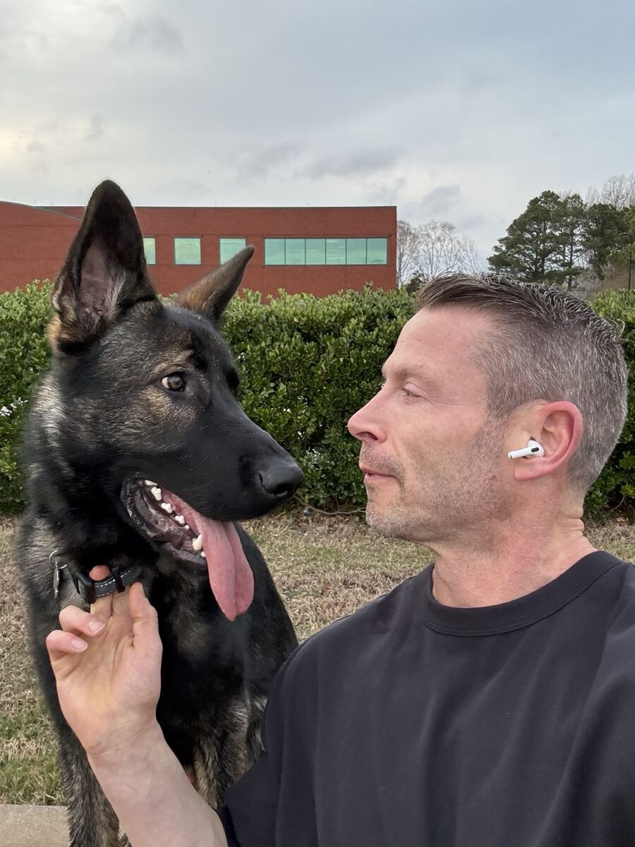 Jake with Scout, his German Shepherd